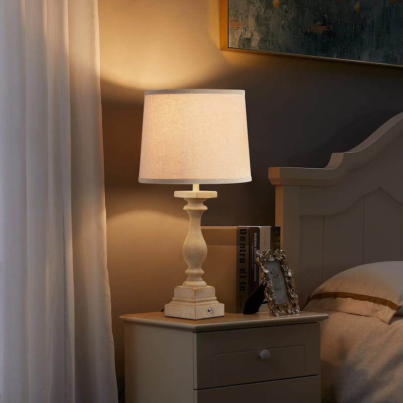 EROMMY Bedside Lamps Set of 2 with Dual USB Ports, 2 bulbs included, and 3-way touch control. Ideal for living rooms, bedrooms. - 2 Pc - Beige