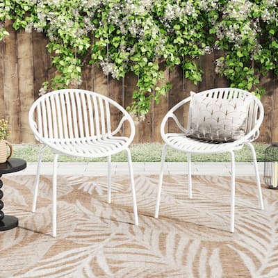 Patio Dining Chairs Stackable Chairs With Breathable Design Modern Simple Art Style (Excluding the table)