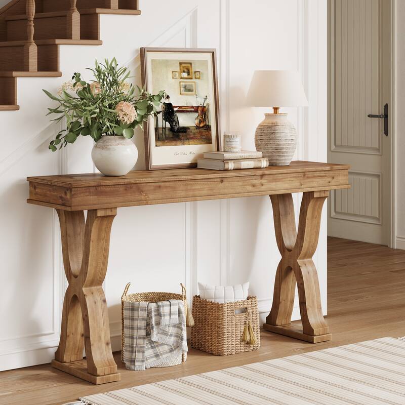 Solid Wood Console Table, Entryway Table, Long Sofa Side Hallway Foyer Table for Living Room