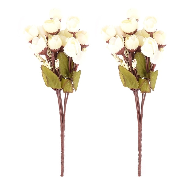 Garden Handmade Artificial Flower Bouquet Decoration Off White 24cm Height 2pcs