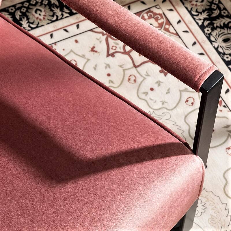 Hosam 25.4" Velvet Upholstery Metal Arms Chair