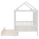 preview thumbnail 6 of 8, Full Size Wooden House Bed Daybed With Twin Trundle,Roof,Windows,White