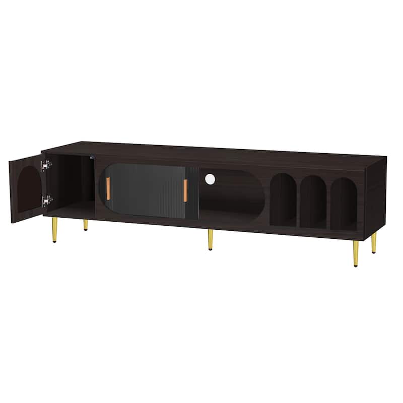 Modern TV Stand with 3 Shelves and 2 Cabinets