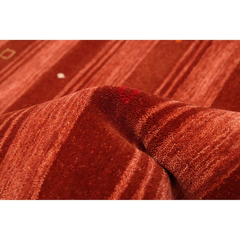 ECARPETGALLERY Hand Loomed Kashkuli Gabbeh Dark Copper Wool Rug - 6'6 x 9'9