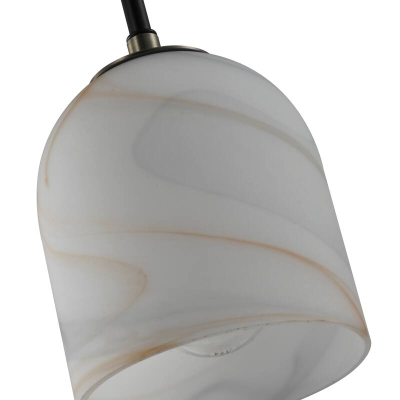 Artcraft Crema - 1-Light Pendant - Black with Brushed Brass Accent - Alabaster Style Swearl Glass Shade