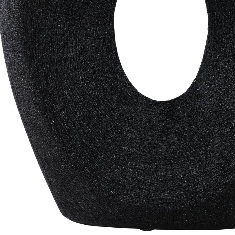 Modern Ceramic Textured Oval Cut-Out Vase - Home Decor - 13"