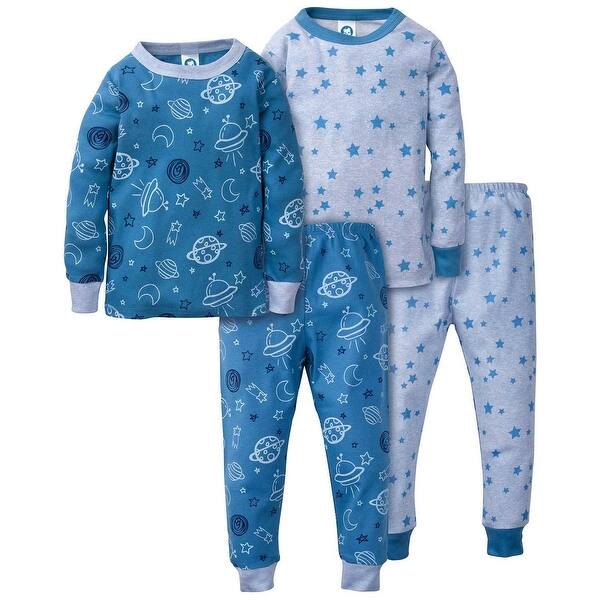 Shop 4 Piece Boys Space Organic Pajama Set Size 12 Month Overstock 29790841