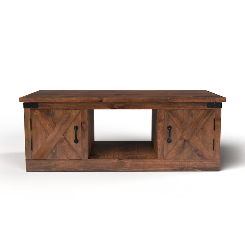 Bridgevine Home Farmhouse 48 inch Coffee Table, No Assembly Required, Aged Whiskey Finish
