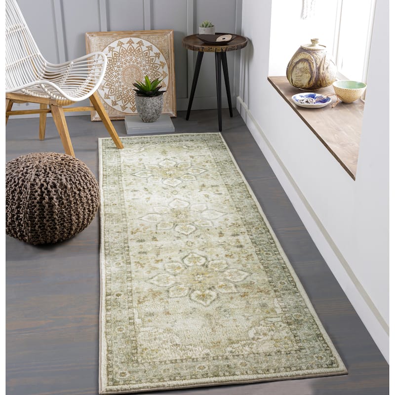 Livabliss Edouart Vintage Medallion Printed Area Rug - Khaki - 2'6" x 7'6" Runner