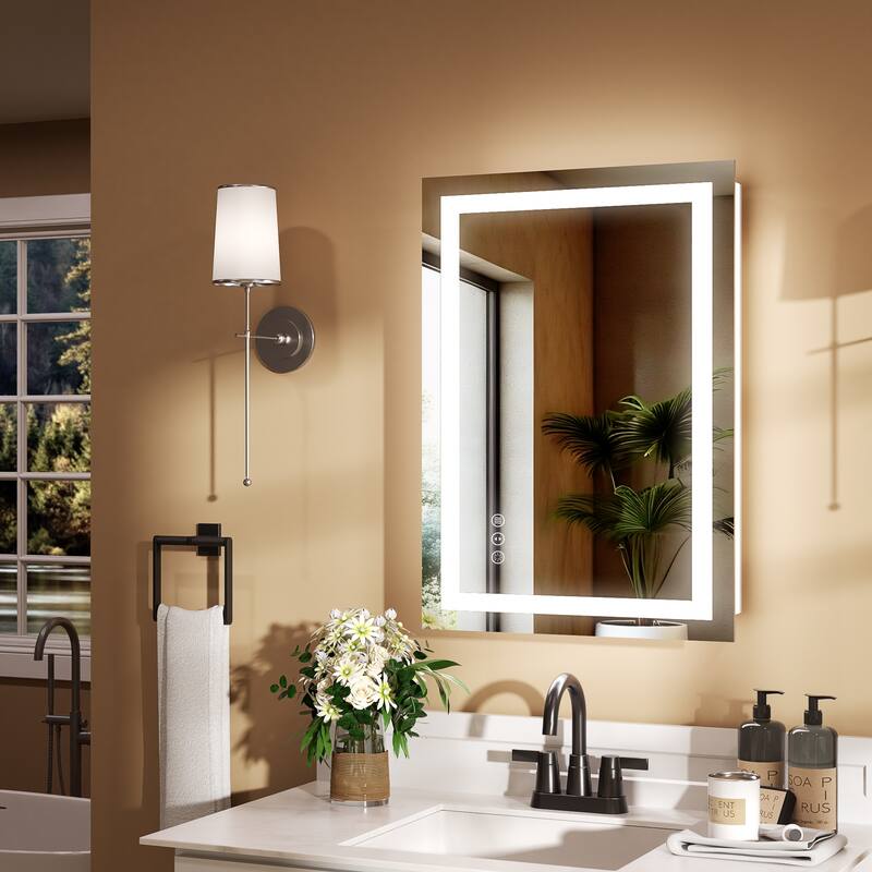 QuivaraView LED lights Frameless Wall Mounted Bathroom Vanity Mirror - 20"x 28"