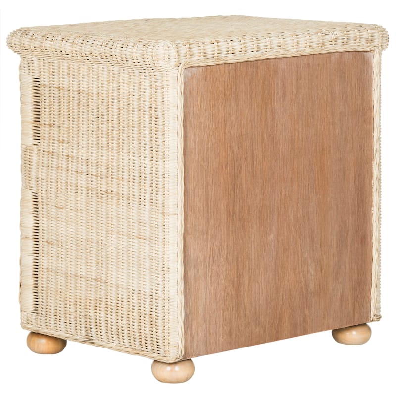 SAFAVIEH Alexie Wicker One Drawer Natural White Wash Nightstand