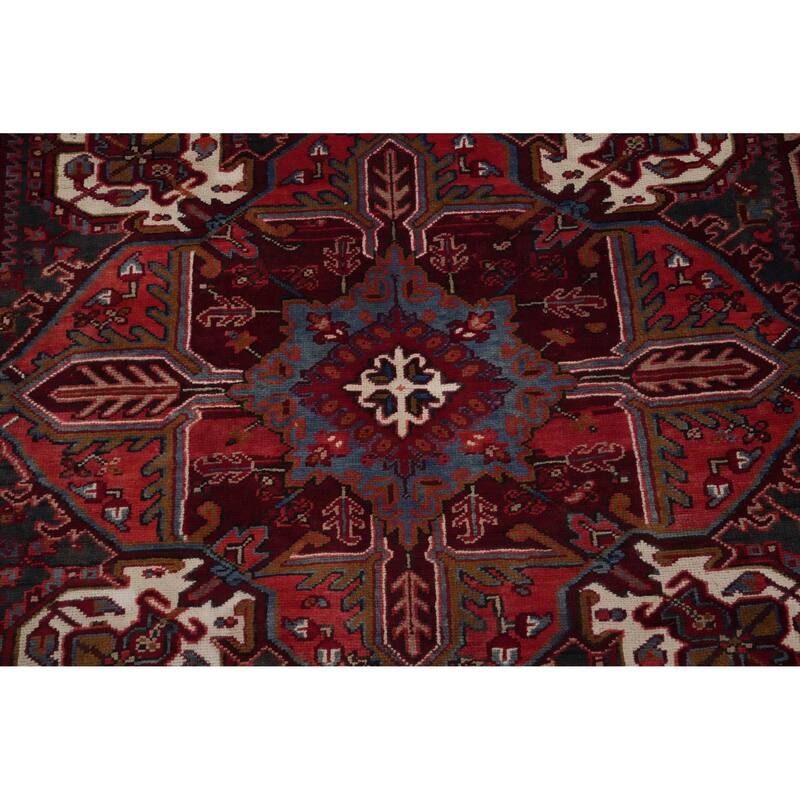 Hand Knotted Oriental 100% Wool Carpet Traditional Medallion Red Heriz Area Rug - 13' 0'' X 10' 1''