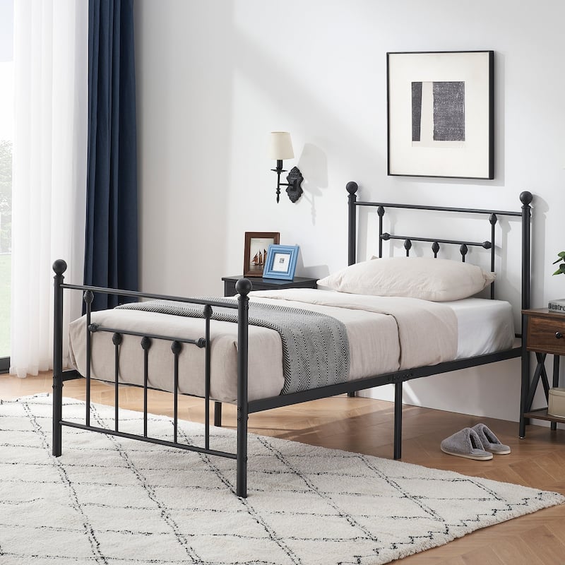 Victorian Platform Bed Frame With Headboard and Footboard Twin/Full/Queen Size Beds