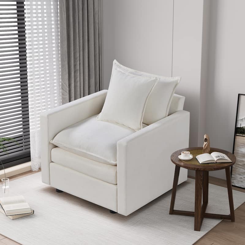 White 33.07" Upholstered Arm Chair