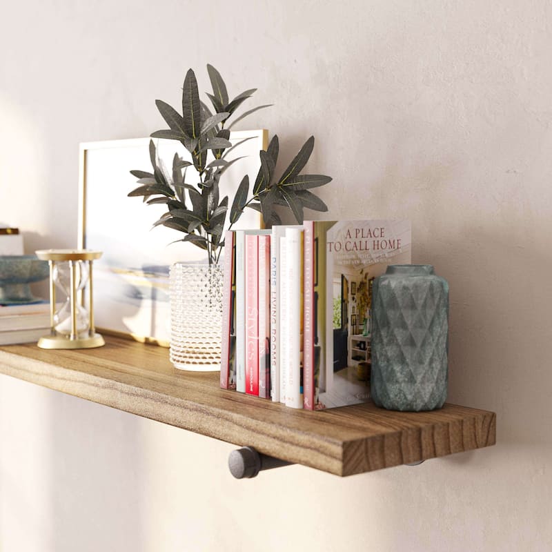 Wallniture 60 or 84 inch Long Wall Shelf, Industrial Pipe Shelving, Wooden Book Shelves for Living Room, Rustic Decor, 1 Pc