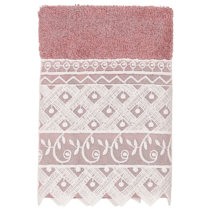 Authentic Hotel and Spa 100% Turkish Cotton Aiden 3PC White Lace Embellished Towel Set