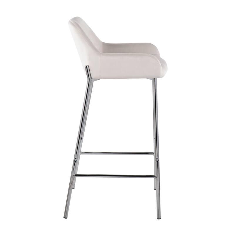 Silver Orchid Galotti Chrome Fixed-Height Upholstered Bar Stool - Set of 2