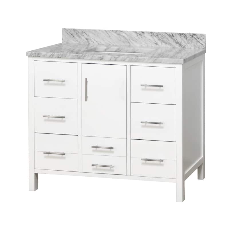 KitchenBathCollection California 42" Bathroom Vanity with Carrara Marble Top