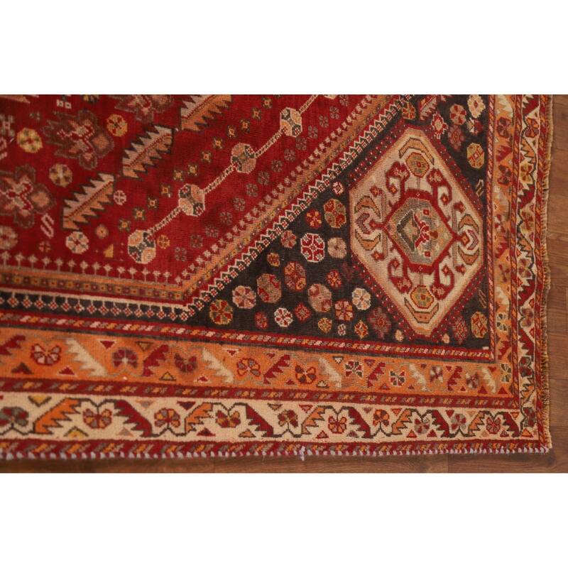 Shiraz Kashkoli Persian Antique Area Rug Handmade Wool Carpet - 4'10"x 8'2"