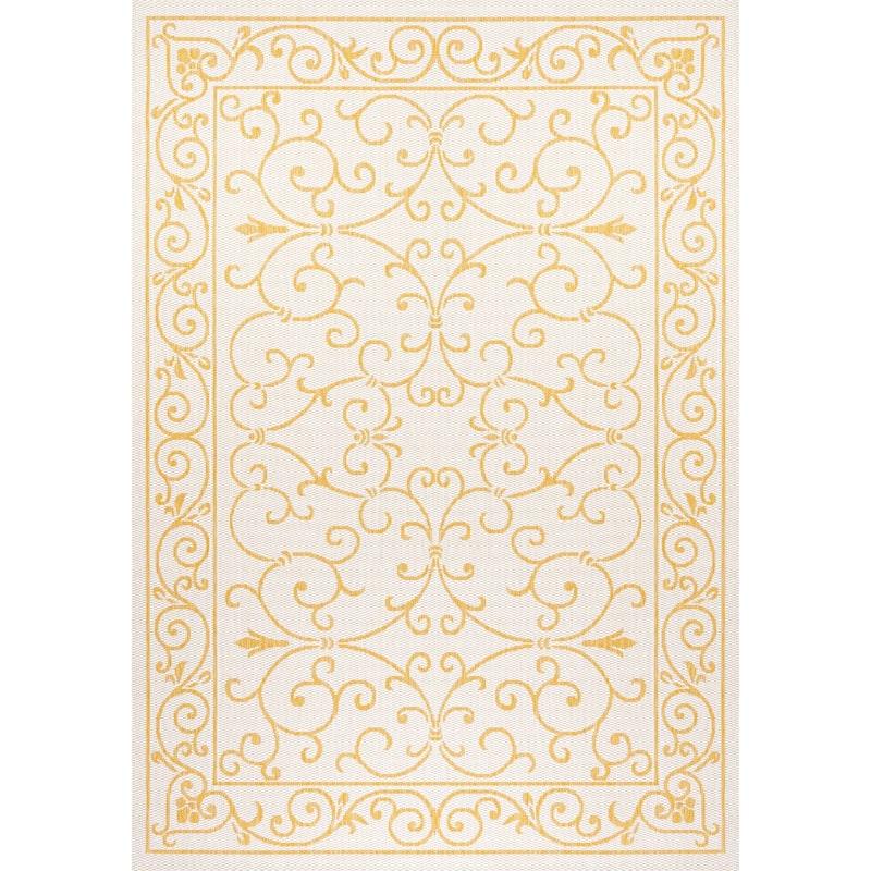 JONATHAN Y Filigree Textured Weave Indoor/Outdoor Area Rug - 4 X 6 - Cream/Yellow