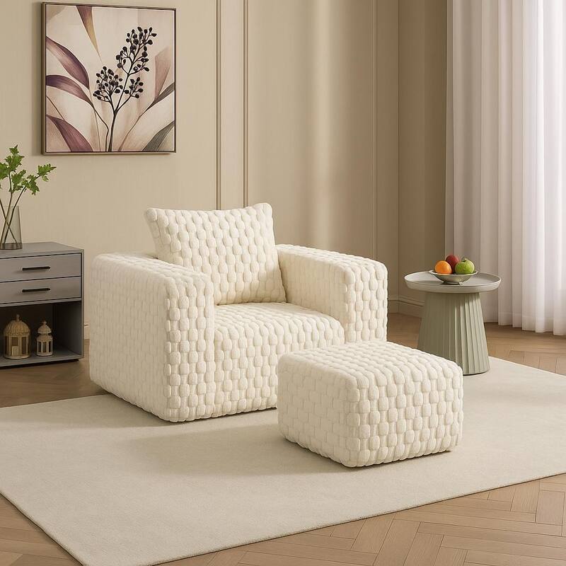 Lingge corduroy compression sofa with Ottoman