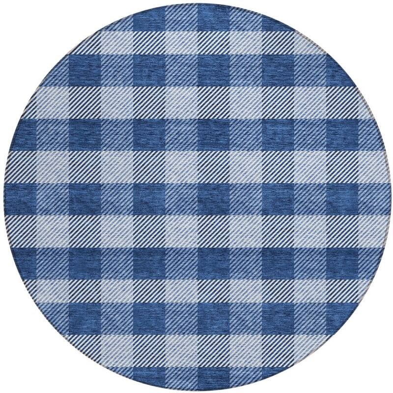 HomeRoots Plaid Transitional Rectangle Outdoor Rug