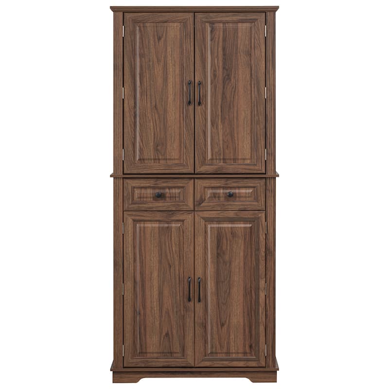 71" Tall Kitchen Pantry Cabinet with 3 Pull Out Cabinet Organizers, Farmhouse Embossed Texture Storage Cabinet