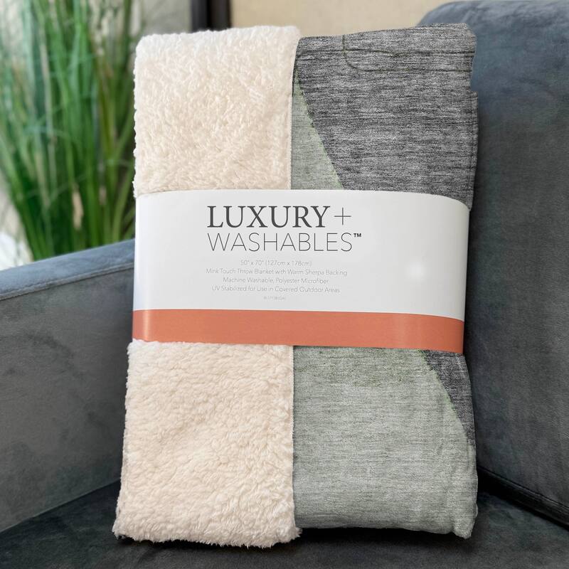Premium Machine Washable Contemporary Abstract Sherpa Throw Blanket
