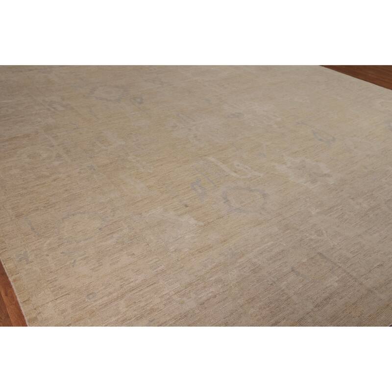 Vegetable Dye Oushak Oriental Large Rug Handmade Floral Wool Carpet - 11'10"x 14'1"