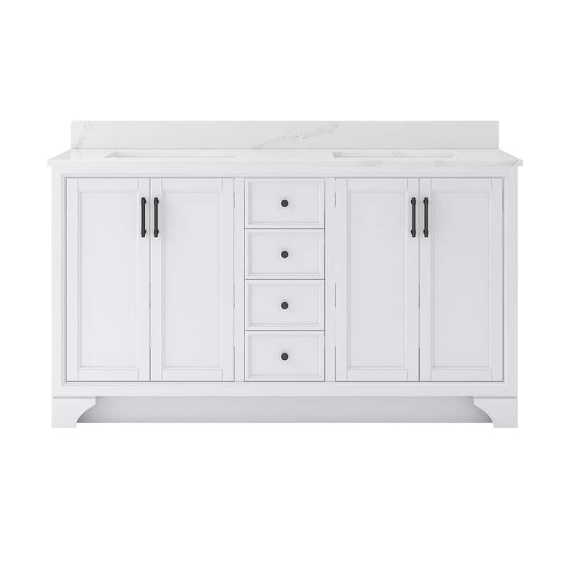 CRAFT + MAIN LCVT6122D-QCB Lanagan 61" Free Standing Double Basin - White