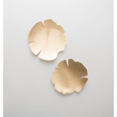 Set of 2 Dish Leaves In Giftbox - Gold
