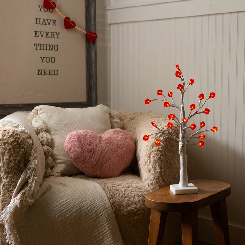 2-ft Pre-Lit Valentine's Day Twig Tree with 24 Heart Shaped LED Lights