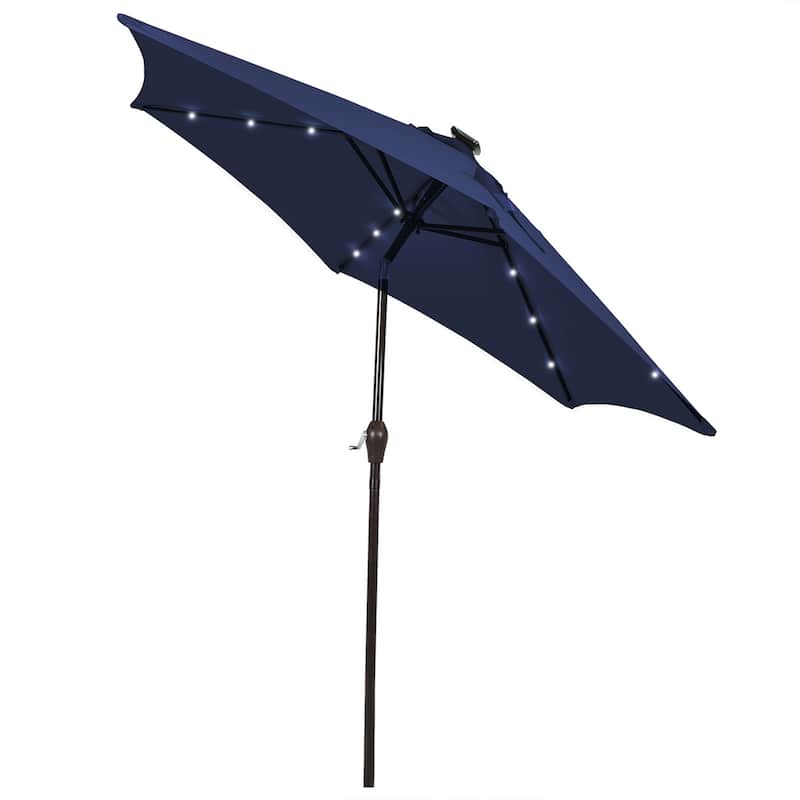 10FT Outdoor Patio umbrella w/ Solar Lights Table Market Umbrella - Navy