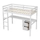 preview thumbnail 9 of 7, Twin Wood Loft Bed with Under-bed Desk, White