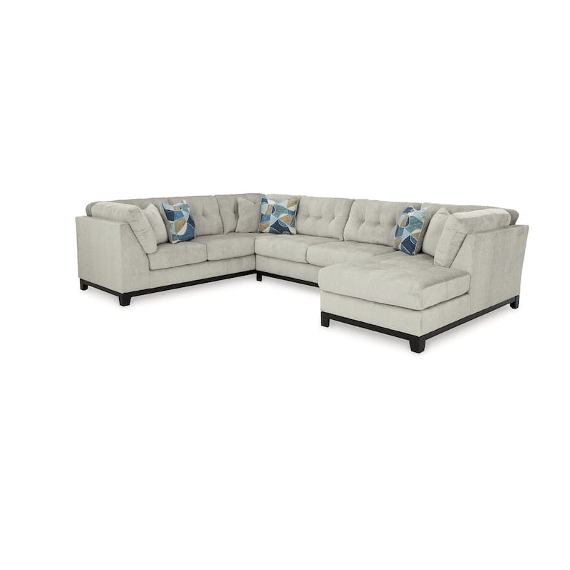 Signature Design by Ashley Maxon Place Light Gray 3-Piece Sectional with Chaise - 140" W x 100" D x 37" H