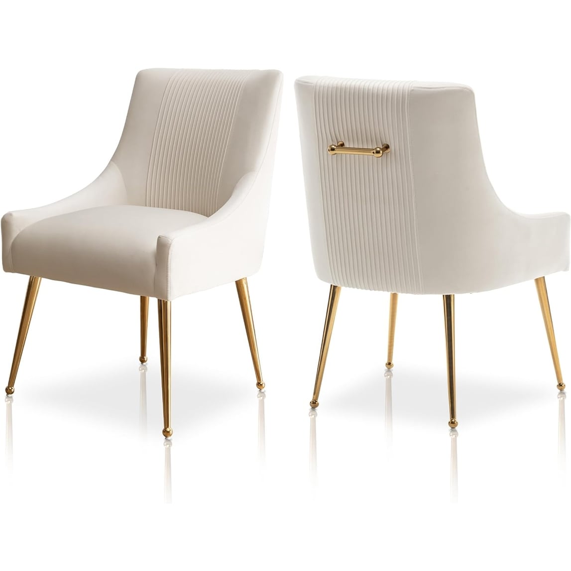 Elegant Velvet Upholstered Dining Chairs with Gold Legs, Set of 2