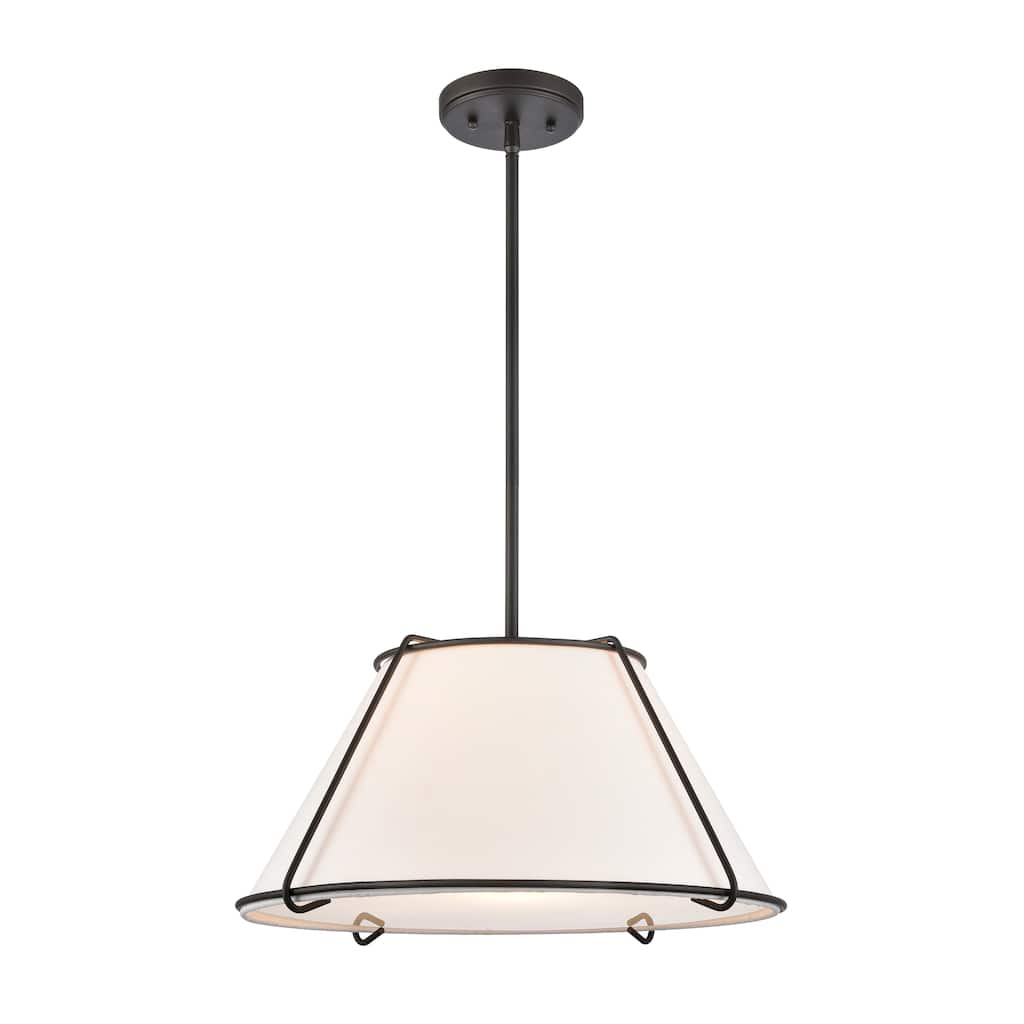 Elk Home Regalia Satin Nickel With White Linen Shade 1 Light Pendant - 18''