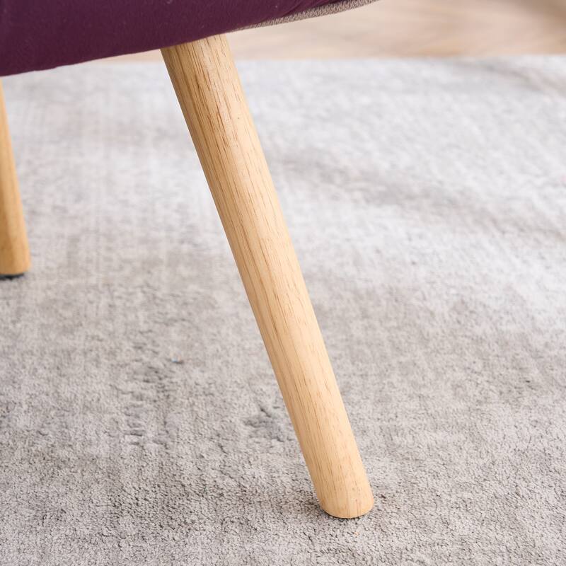 FERPIT Upholstered Wingback Accent Chair with Rubberwood Legs & Levelers