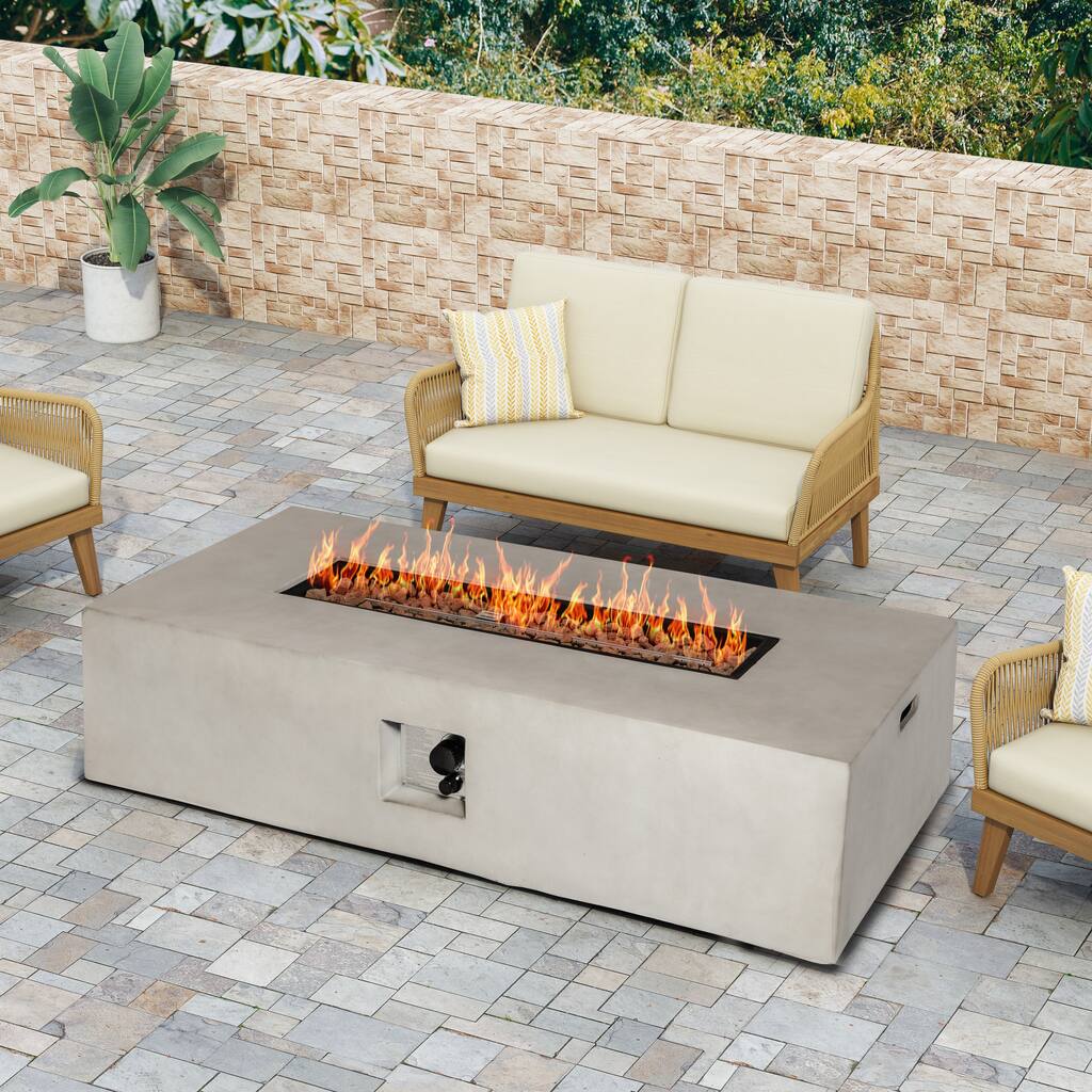 56" Concrete Rectangle Propane Gas Fire Pit