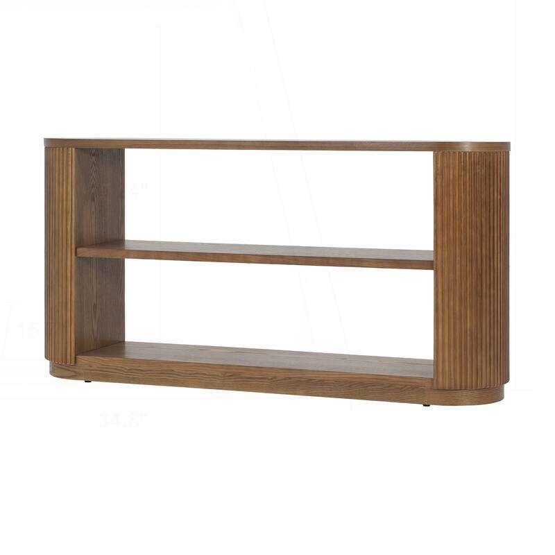 Versatile Slim Console Table with Open Shelf and Stylish Wood Grain for Living Room