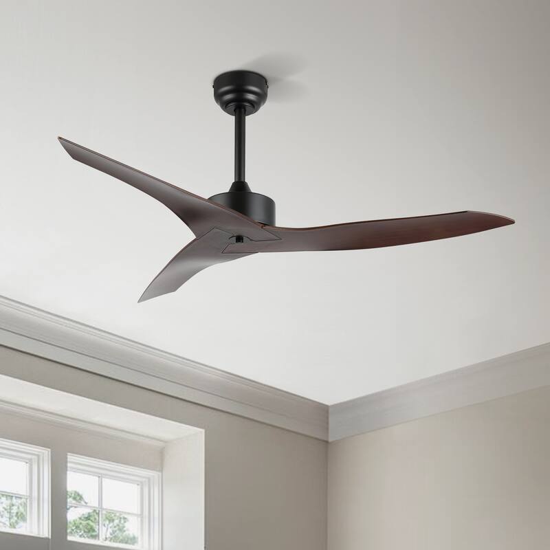Sully 50" Modern Minimalist Iron/Plastic Mobile-App/Remote-Controlled 6-Speed Razor Ceiling Fan, by JONATHAN Y