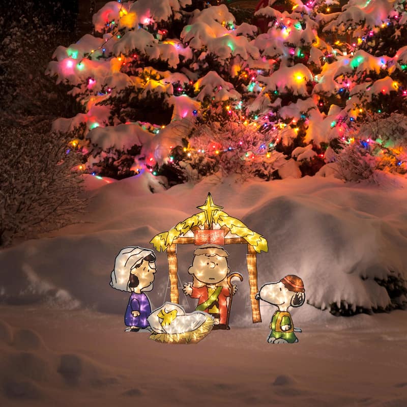32" Peanuts 2D LED PreLit Yard Art Nativity Pageant 5pc Set