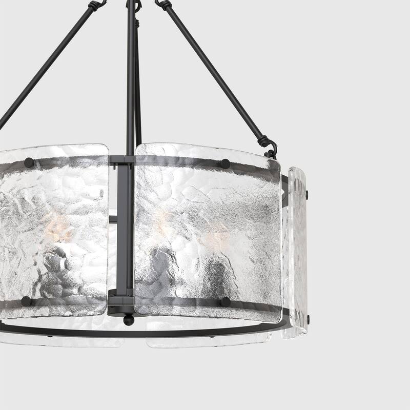 YANSUN 5-Light Branch Chandelier, E12 Base, Curved Glass Shades, No Bulbs - Black