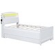 preview thumbnail 10 of 12, Twin Platform Bed with LED Headboard, Trundle, and 3-Storage Drawers, White