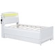 preview thumbnail 10 of 12, Twin Size Solid Pine Wood Platform Kids Bed Frame with LED Storage Headboard, Twin Size Trundle, 3-Drawers and Shelves, White