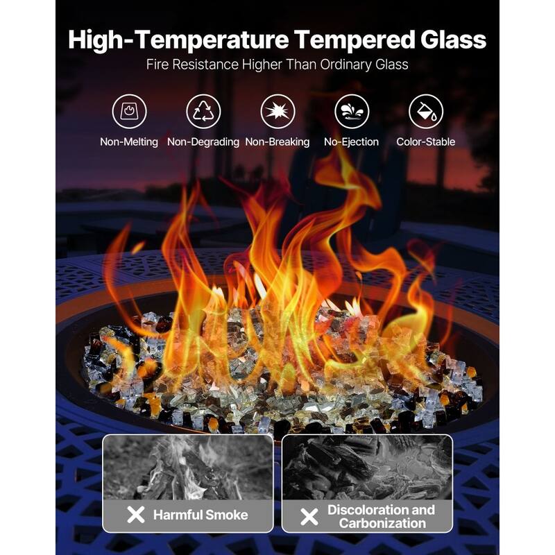 Copper Clear Gold Tempered Crushed Fire Glass Rocks half Inch 10 lbs. - 1/2 inch