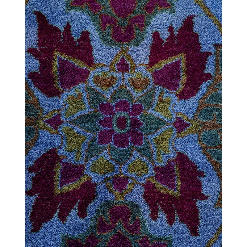 Overton Hand Knotted Wool Contemporary Overdyed Blue Area Rug - 10' x 14'