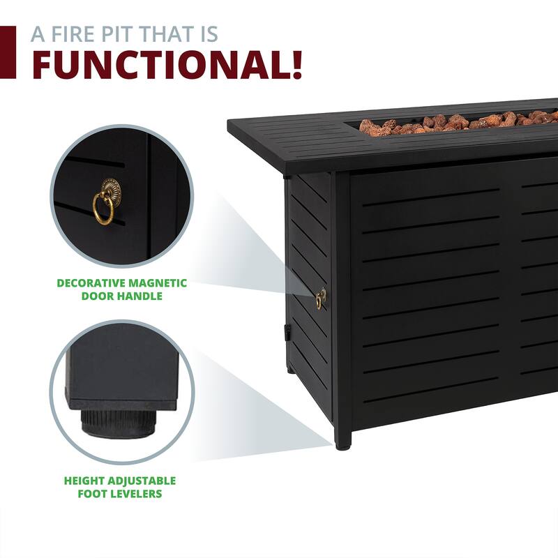 Ore 42" Propane Fire Pit Table for Patio, Black (60,000 BTU) - N/A