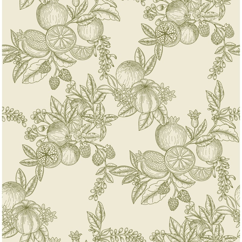 Chris Loves Julia x A-Street Prints Gerty Green Fruit Toile Wallpaper