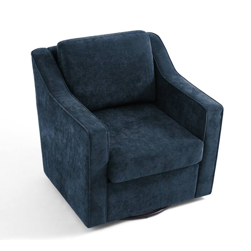30'' W Vegan Leather/Chenille Swivel Accent Chair with Armrest